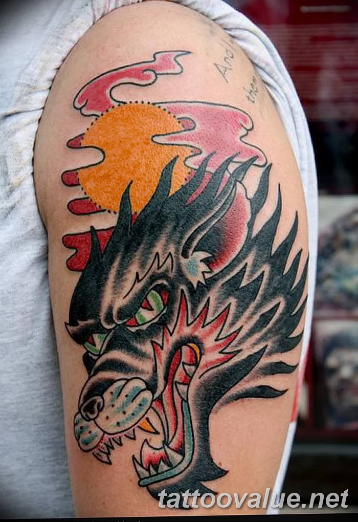 photo of wolf tattoo 27.11.2018 №177 - an example of a finished wolf tattoo - tattoovalue.net