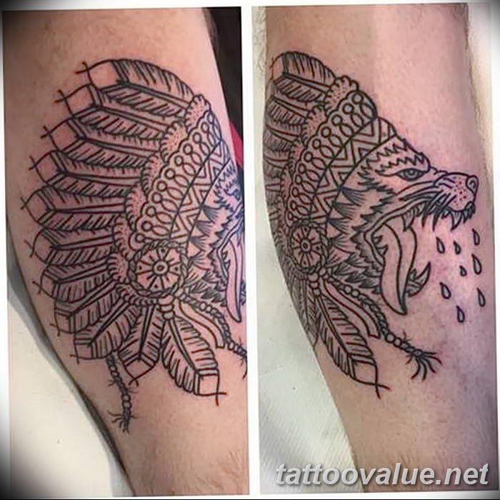 photo of wolf tattoo 27.11.2018 №181 - an example of a finished wolf tattoo - tattoovalue.net