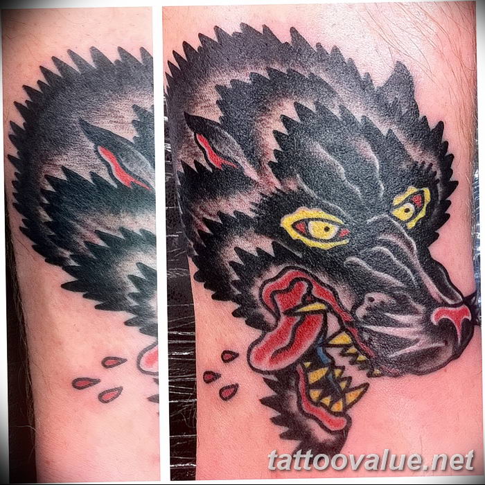 photo of wolf tattoo 27.11.2018 №182 - an example of a finished wolf tattoo - tattoovalue.net