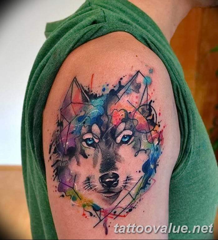 photo of wolf tattoo 27.11.2018 №189 - an example of a finished wolf tattoo - tattoovalue.net