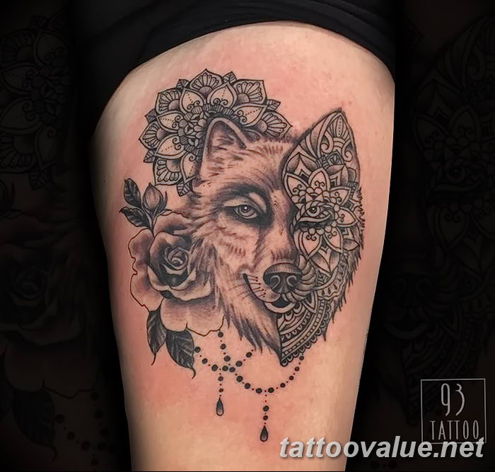 photo of wolf tattoo 27.11.2018 №193 - an example of a finished wolf tattoo - tattoovalue.net