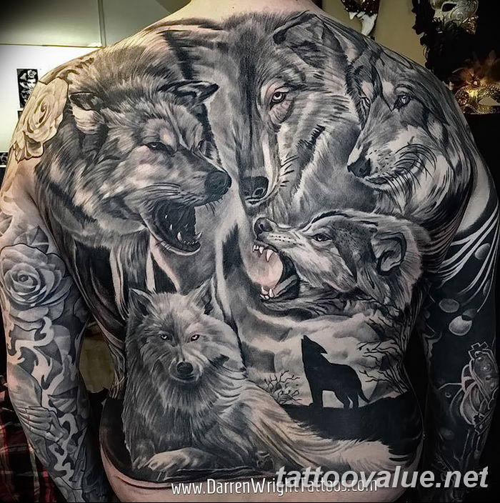 photo of wolf tattoo 27.11.2018 №198 - an example of a finished wolf tattoo - tattoovalue.net