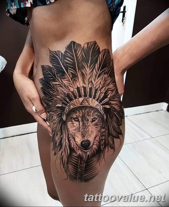 photo of wolf tattoo 27.11.2018 №204 - an example of a finished wolf tattoo - tattoovalue.net