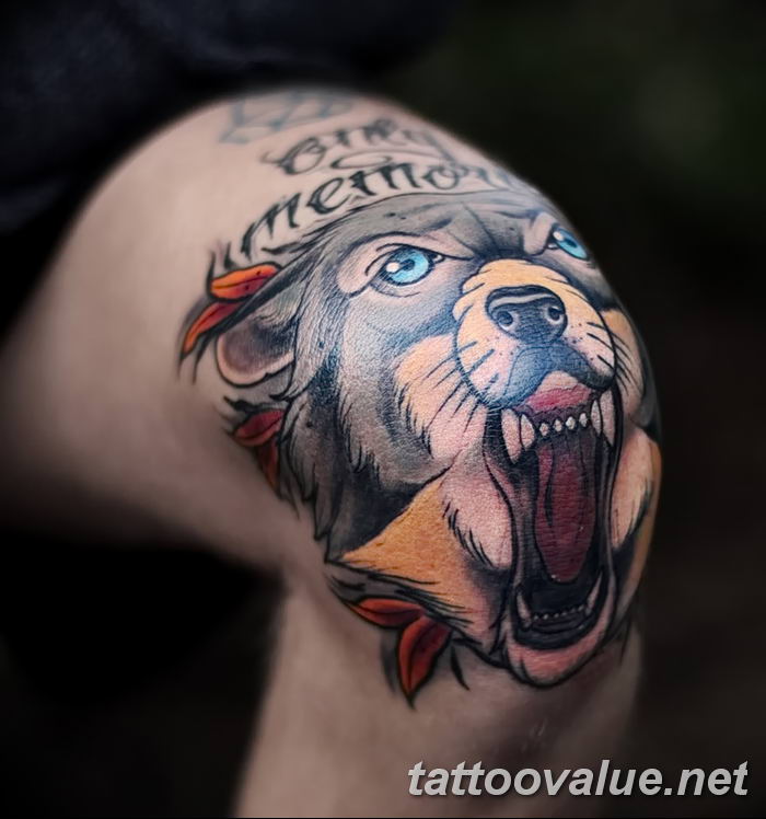 photo of wolf tattoo 27.11.2018 №208 - an example of a finished wolf tattoo - tattoovalue.net