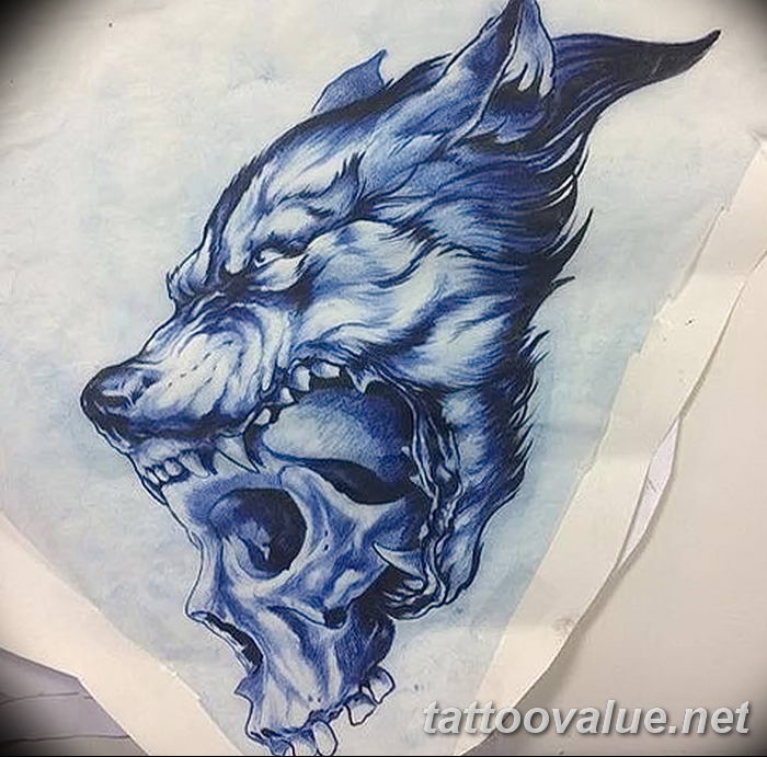 photo of wolf tattoo 27.11.2018 №211 - an example of a finished wolf tattoo - tattoovalue.net