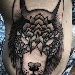 photo of wolf tattoo 27.11.2018 №213 - an example of a finished wolf tattoo - tattoovalue.net