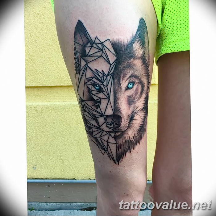 photo of wolf tattoo 27.11.2018 №214 - an example of a finished wolf tattoo - tattoovalue.net