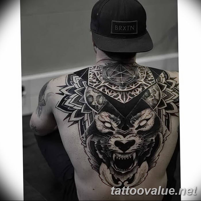 photo of wolf tattoo 27.11.2018 №228 - an example of a finished wolf tattoo - tattoovalue.net