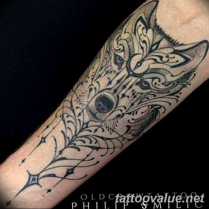 photo of wolf tattoo 27.11.2018 №237 - an example of a finished wolf tattoo - tattoovalue.net
