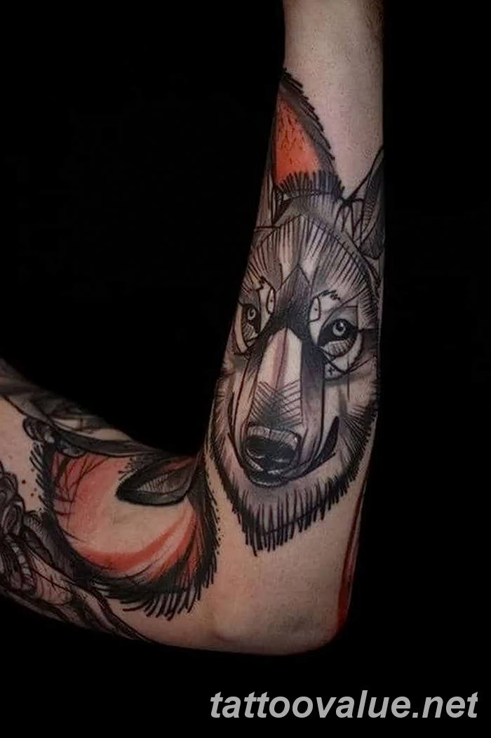 photo of wolf tattoo 27.11.2018 №238 - an example of a finished wolf tattoo - tattoovalue.net