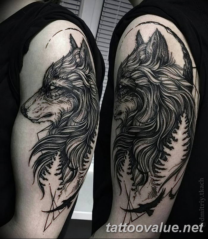 photo of wolf tattoo 27.11.2018 №248 - an example of a finished wolf tattoo - tattoovalue.net