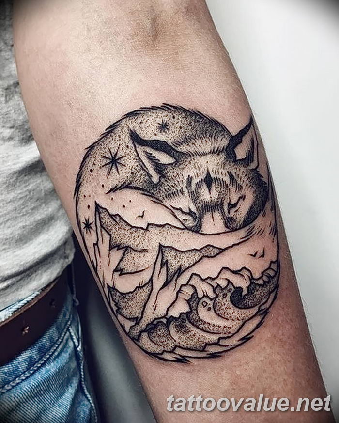 photo of wolf tattoo 27.11.2018 №251 - an example of a finished wolf tattoo - tattoovalue.net