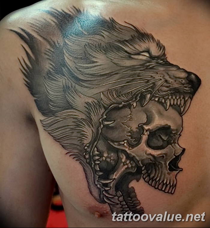 photo of wolf tattoo 27.11.2018 №256 - an example of a finished wolf tattoo - tattoovalue.net