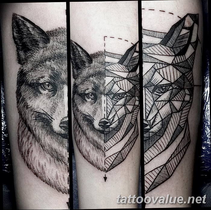 photo of wolf tattoo 27.11.2018 №277 - an example of a finished wolf tattoo - tattoovalue.net