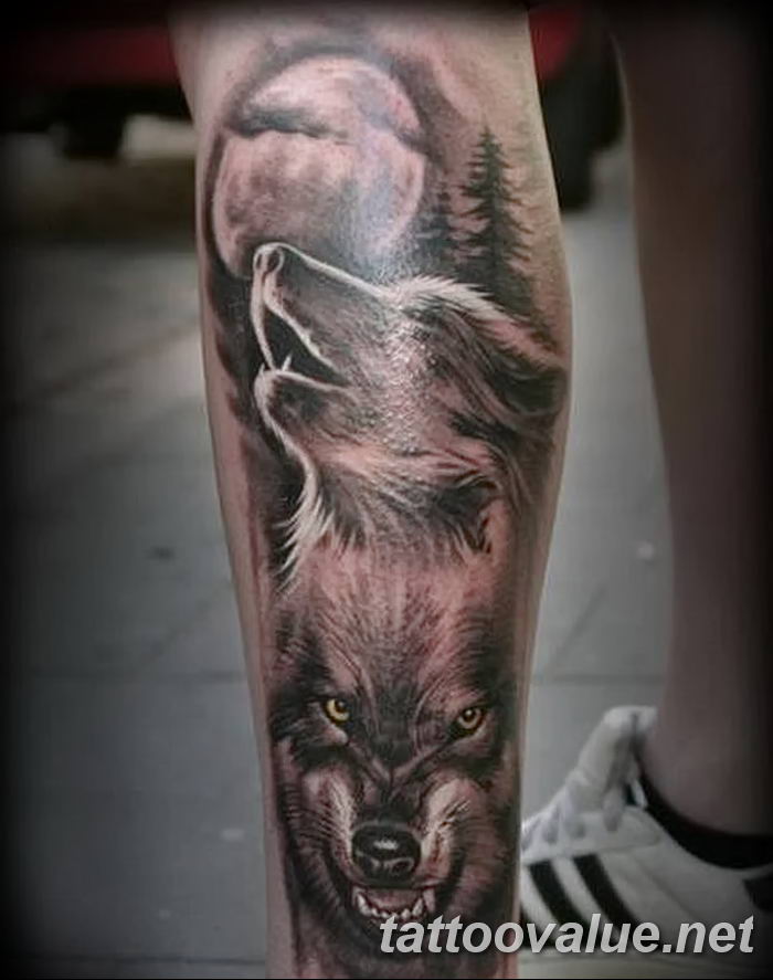 photo of wolf tattoo 27.11.2018 №286 - an example of a finished wolf tattoo - tattoovalue.net