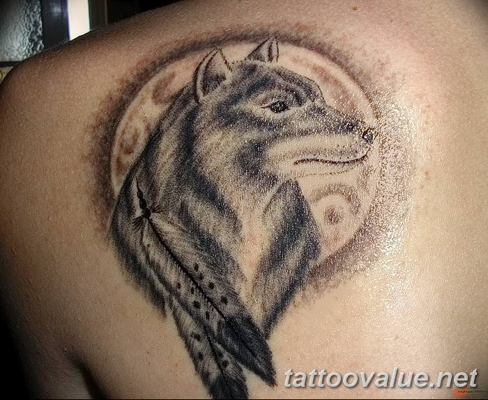 photo of wolf tattoo 27.11.2018 №300 - an example of a finished wolf tattoo - tattoovalue.net