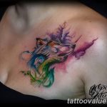 photo of wolf tattoo 27.11.2018 №304 - an example of a finished wolf tattoo - tattoovalue.net