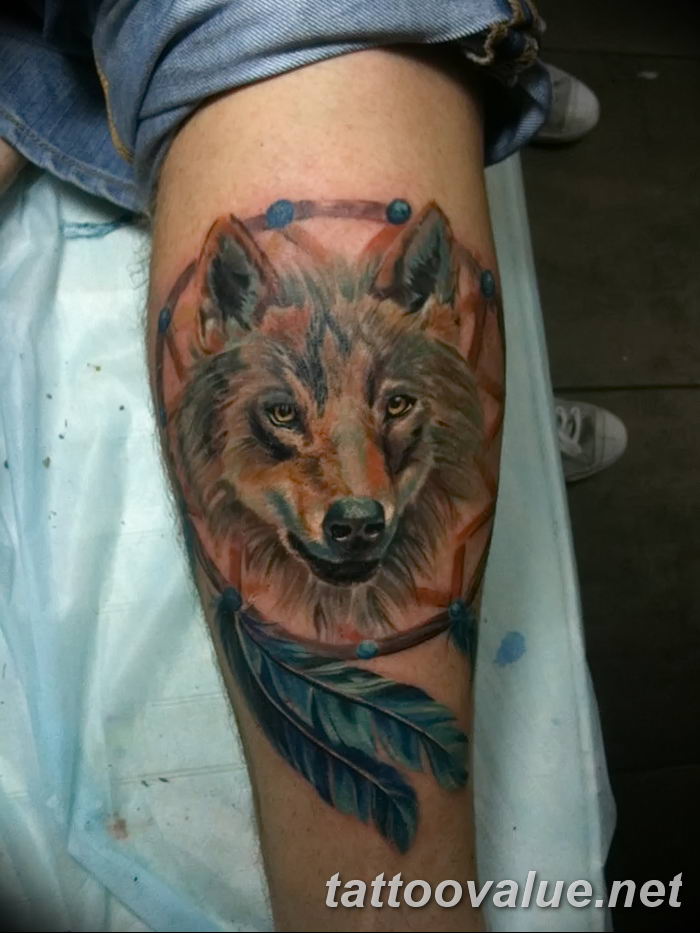photo of wolf tattoo 27.11.2018 №307 - an example of a finished wolf tattoo - tattoovalue.net