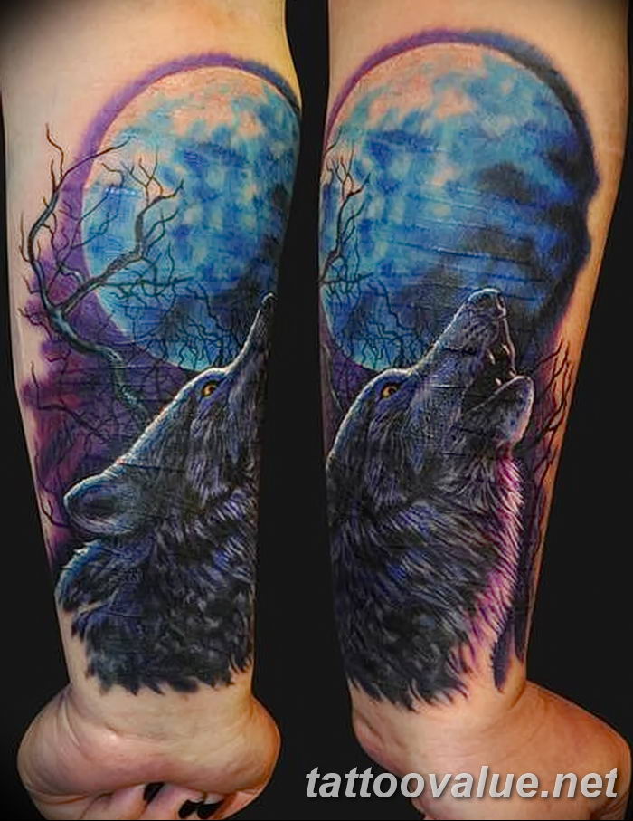 photo of wolf tattoo 27.11.2018 №310 - an example of a finished wolf tattoo - tattoovalue.net