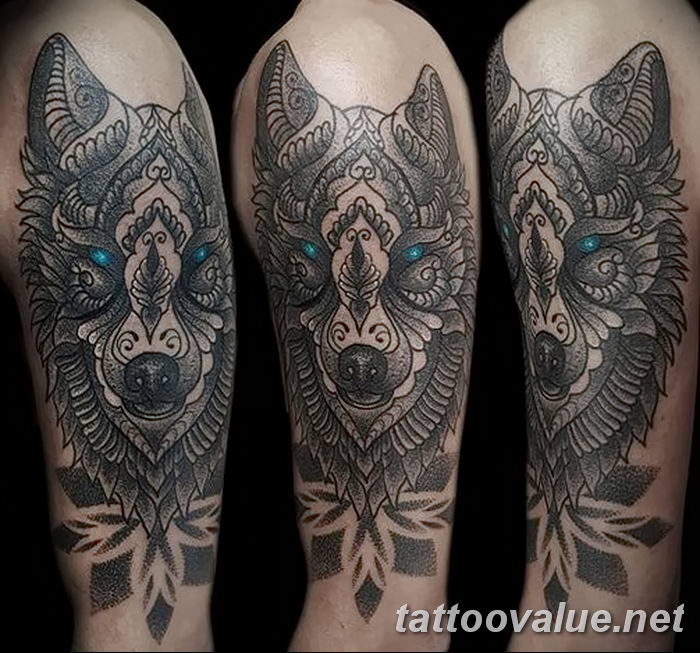 photo of wolf tattoo 27.11.2018 №319 - an example of a finished wolf tattoo - tattoovalue.net