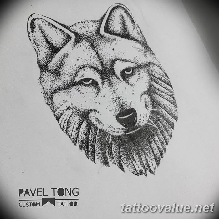 photo of wolf tattoo 27.11.2018 №345 - an example of a finished wolf tattoo - tattoovalue.net