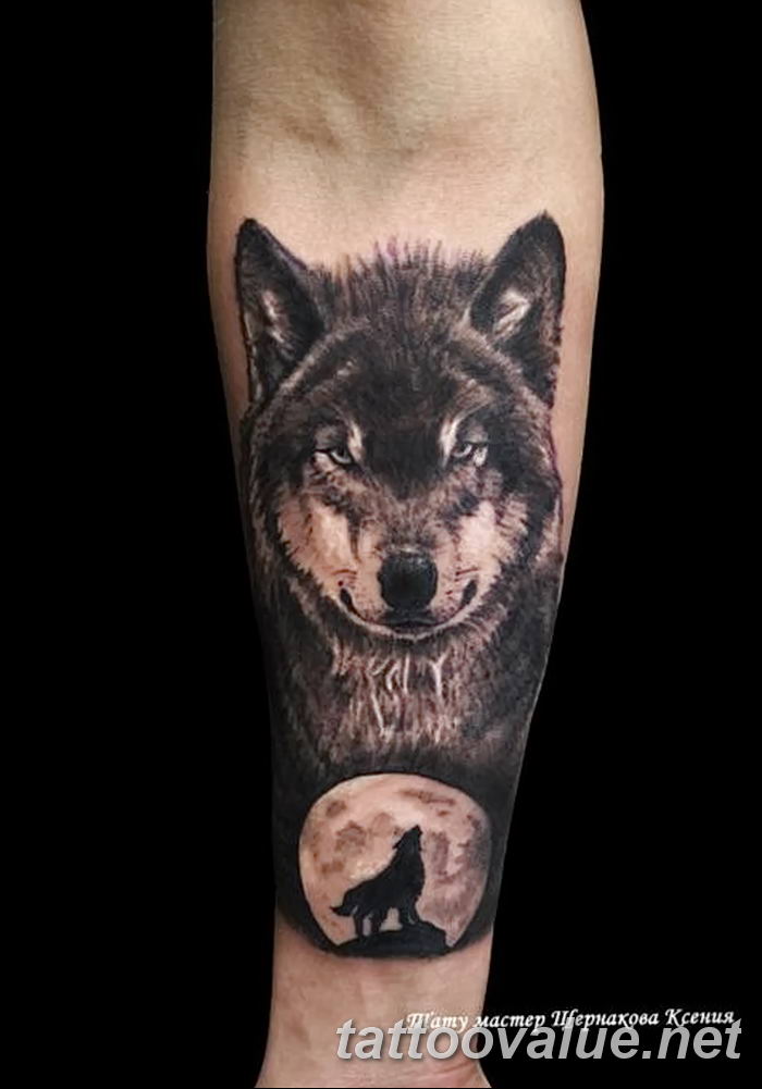 photo of wolf tattoo 27.11.2018 №357 - an example of a finished wolf tattoo - tattoovalue.net