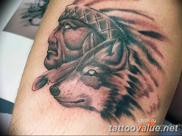 photo of wolf tattoo 27.11.2018 №365 - an example of a finished wolf tattoo - tattoovalue.net