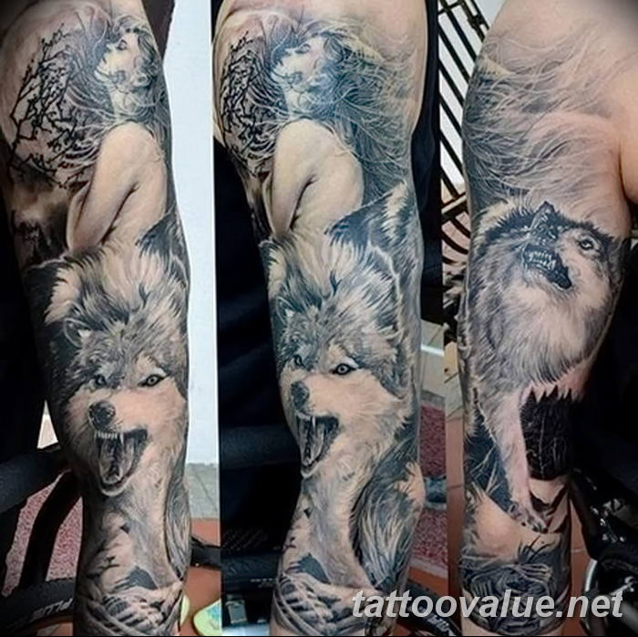 photo of wolf tattoo 27.11.2018 №368 - an example of a finished wolf tattoo - tattoovalue.net