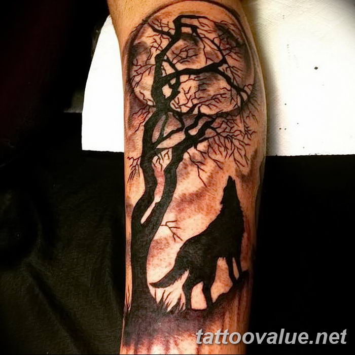 photo of wolf tattoo 27.11.2018 №386 - an example of a finished wolf tattoo - tattoovalue.net
