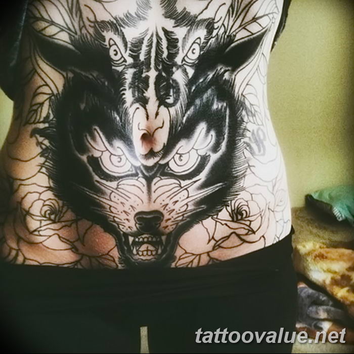 photo of wolf tattoo 27.11.2018 №387 - an example of a finished wolf tattoo - tattoovalue.net