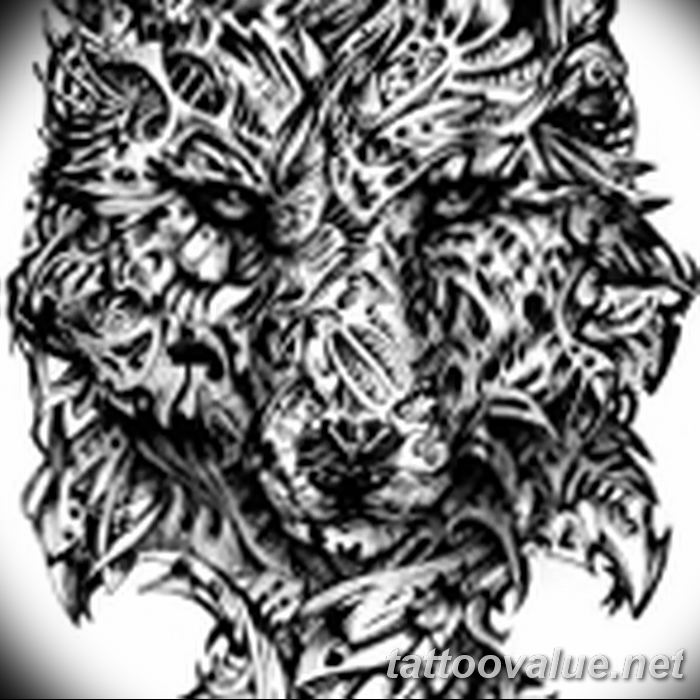 photo of wolf tattoo 27.11.2018 №388 - an example of a finished wolf tattoo - tattoovalue.net