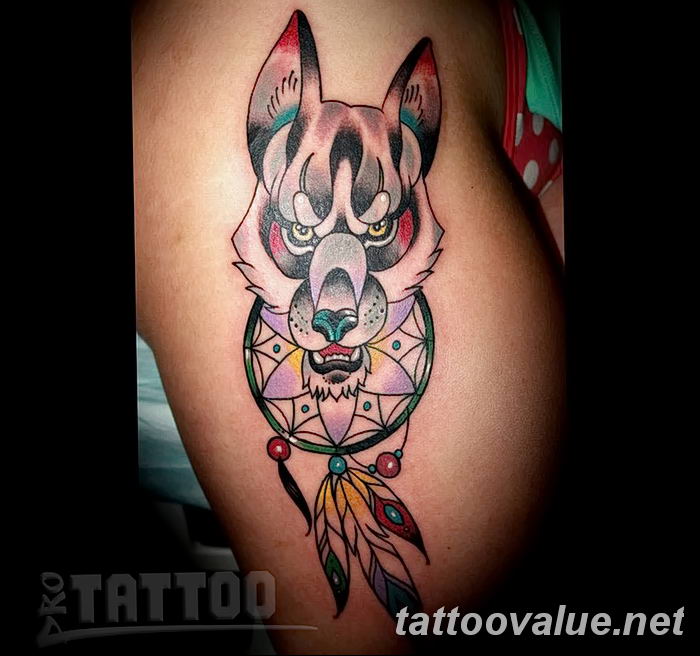 photo of wolf tattoo 27.11.2018 №398 - an example of a finished wolf tattoo - tattoovalue.net