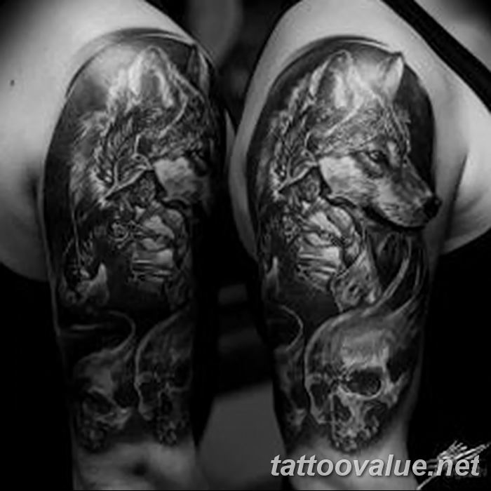 photo of wolf tattoo 27.11.2018 №416 - an example of a finished wolf tattoo - tattoovalue.net