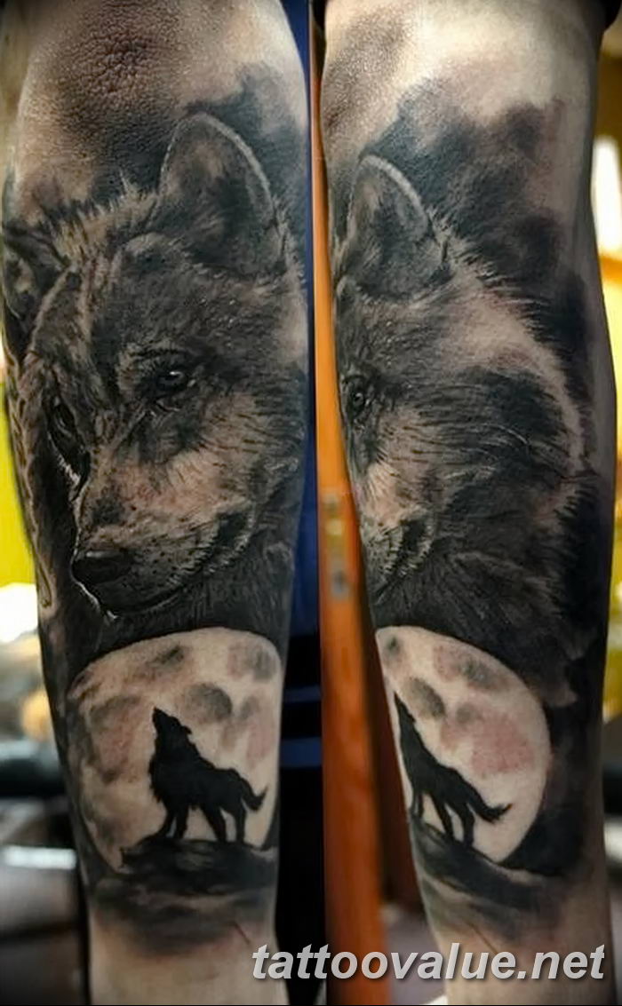 photo of wolf tattoo 27.11.2018 №425 - an example of a finished wolf tattoo - tattoovalue.net