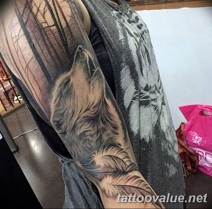 photo of wolf tattoo 27.11.2018 №426 - an example of a finished wolf tattoo - tattoovalue.net