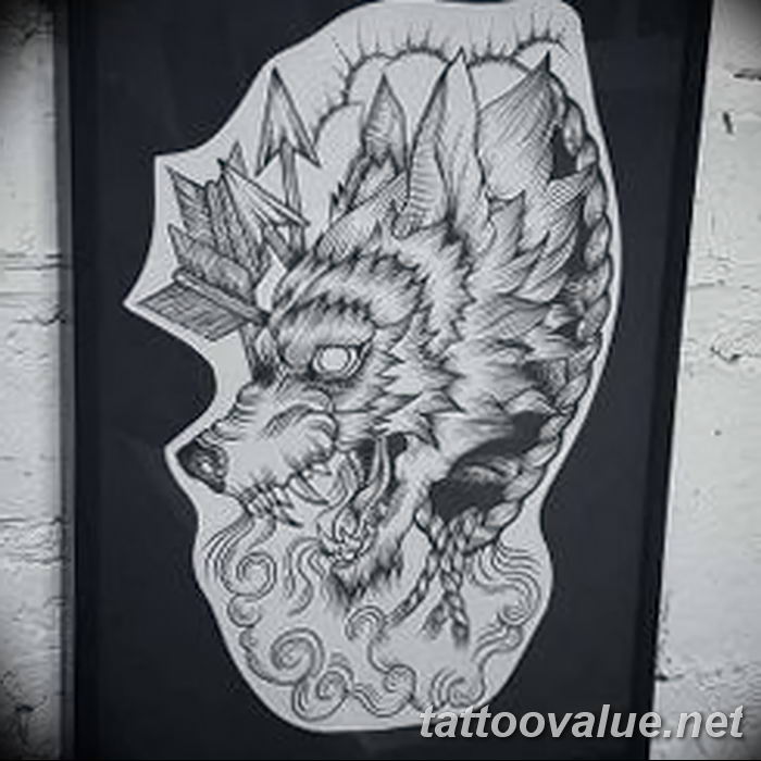 photo of wolf tattoo 27.11.2018 №428 - an example of a finished wolf tattoo - tattoovalue.net