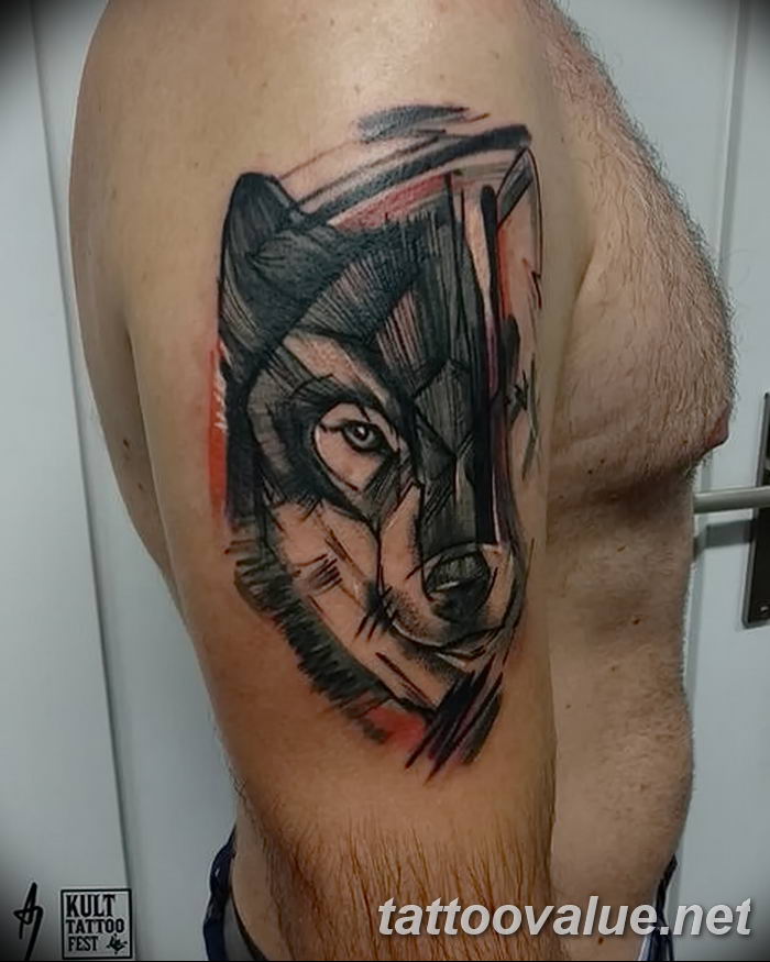 photo of wolf tattoo 27.11.2018 №437 - an example of a finished wolf tattoo - tattoovalue.net