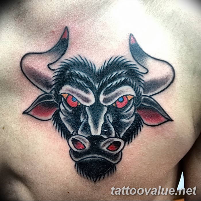 Taurus bull traditional tattoo  Traditional tattoo sleeve Traditional  chest tattoo Bull tattoos