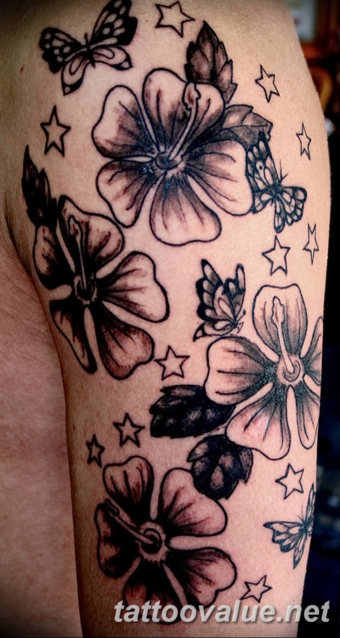 photo tattoo hibiscus 29.11.2018 №084 - flower hibiscus tattoo drawing - tattoovalue.net