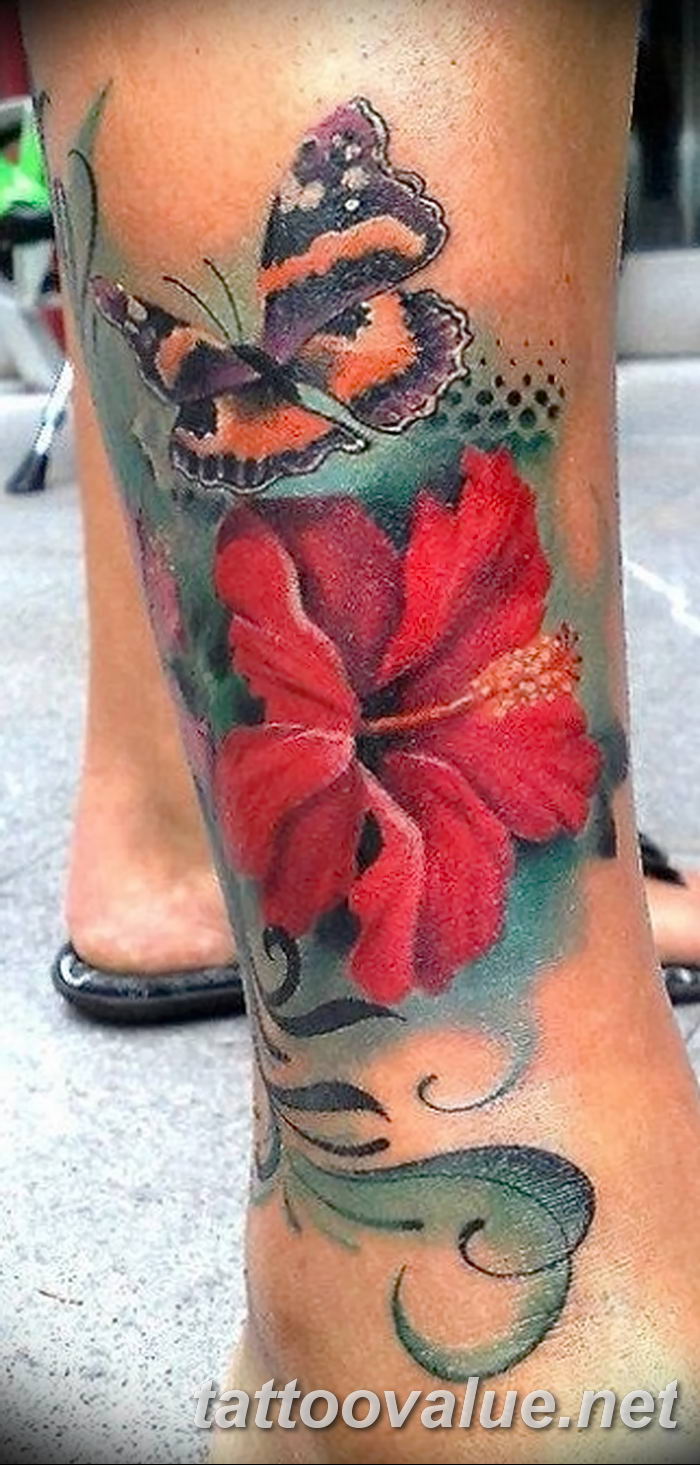 photo tattoo hibiscus 29.11.2018 №085 - flower hibiscus tattoo drawing - tattoovalue.net