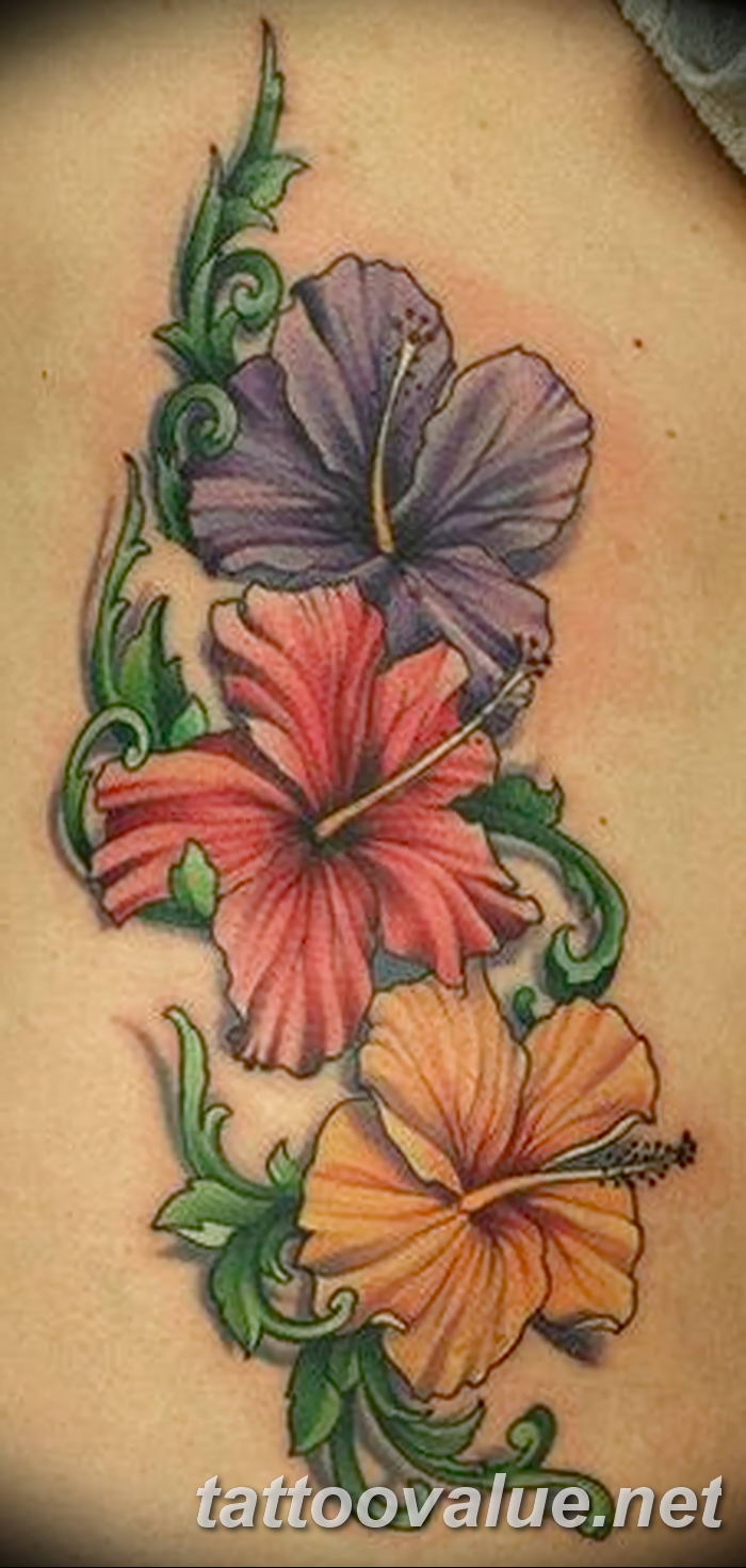 photo tattoo hibiscus 29.11.2018 №092 - flower hibiscus tattoo drawing - tattoovalue.net