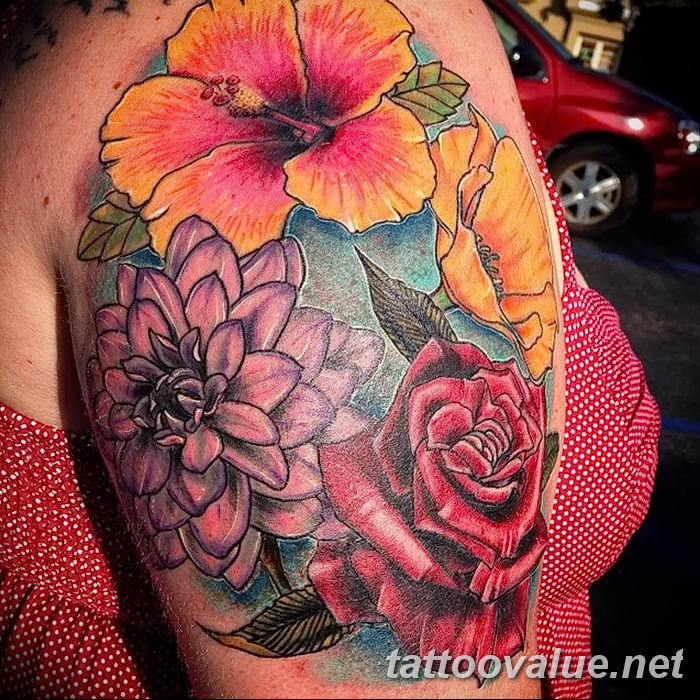 photo tattoo hibiscus 29.11.2018 №106 - flower hibiscus tattoo drawing - tattoovalue.net