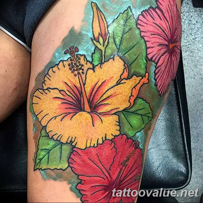 photo tattoo hibiscus 29.11.2018 №131 - flower hibiscus tattoo drawing - tattoovalue.net