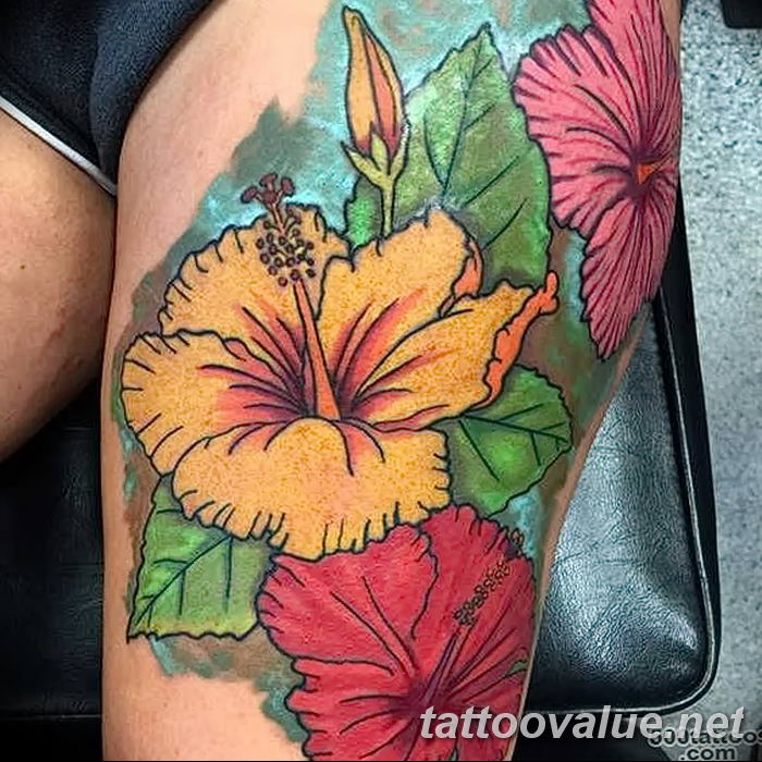 photo tattoo hibiscus 29.11.2018 №150 - flower hibiscus tattoo drawing - tattoovalue.net