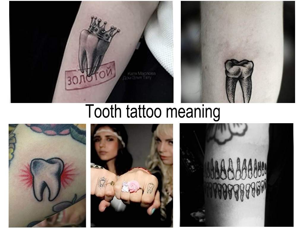 Tooth tattoo meaning - information and photos examples of drawing a tattoo with a tooth