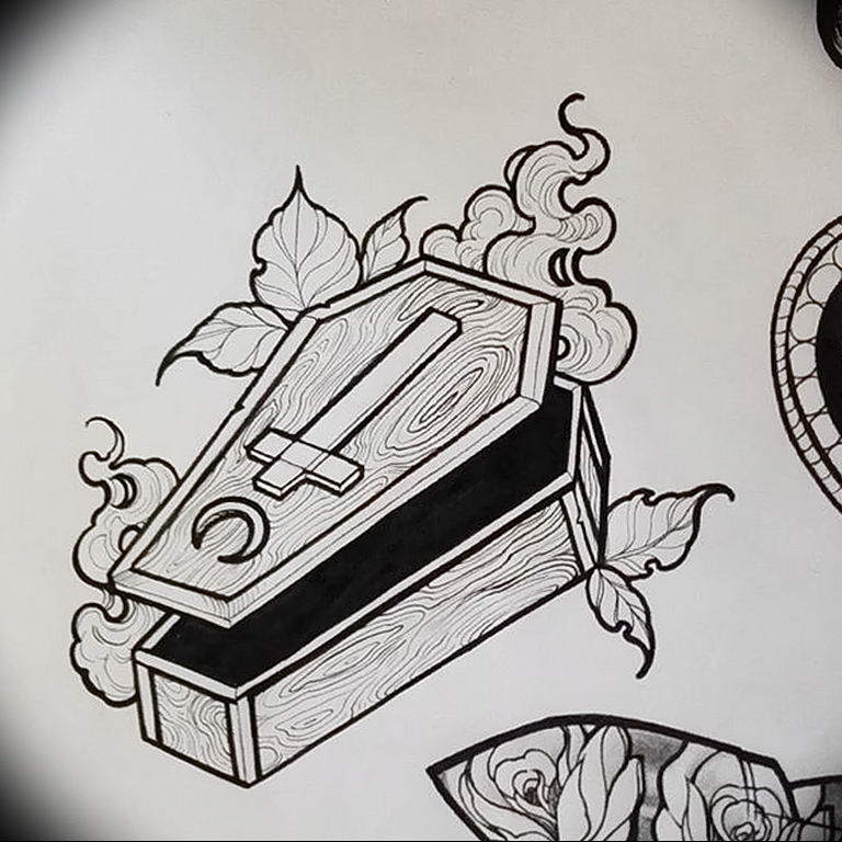 photo tattoo coffin 29.12.2018 №164 - drawing a coffin tattoo - tattoovalue.net