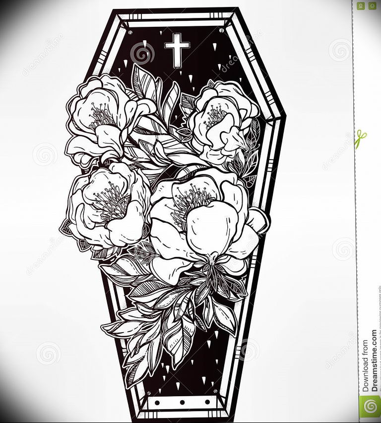 photo tattoo coffin 29.12.2018 №277 - drawing a coffin tattoo - tattoovalue.net