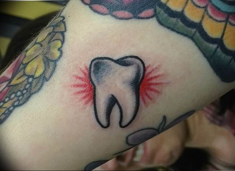 photo tattoo tooth 29.12.2018 №027 - going for a tooth tattoo - tattoovalue.net