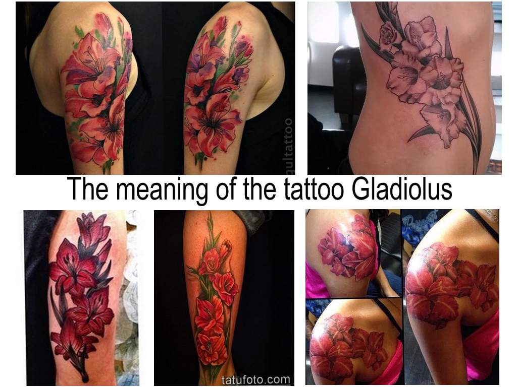 The meaning of the tattoo Gladiolus: history, photo examples, sketches