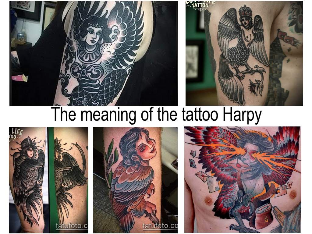 The meaning of the tattoo Harpy - sense of drawing and photo examples